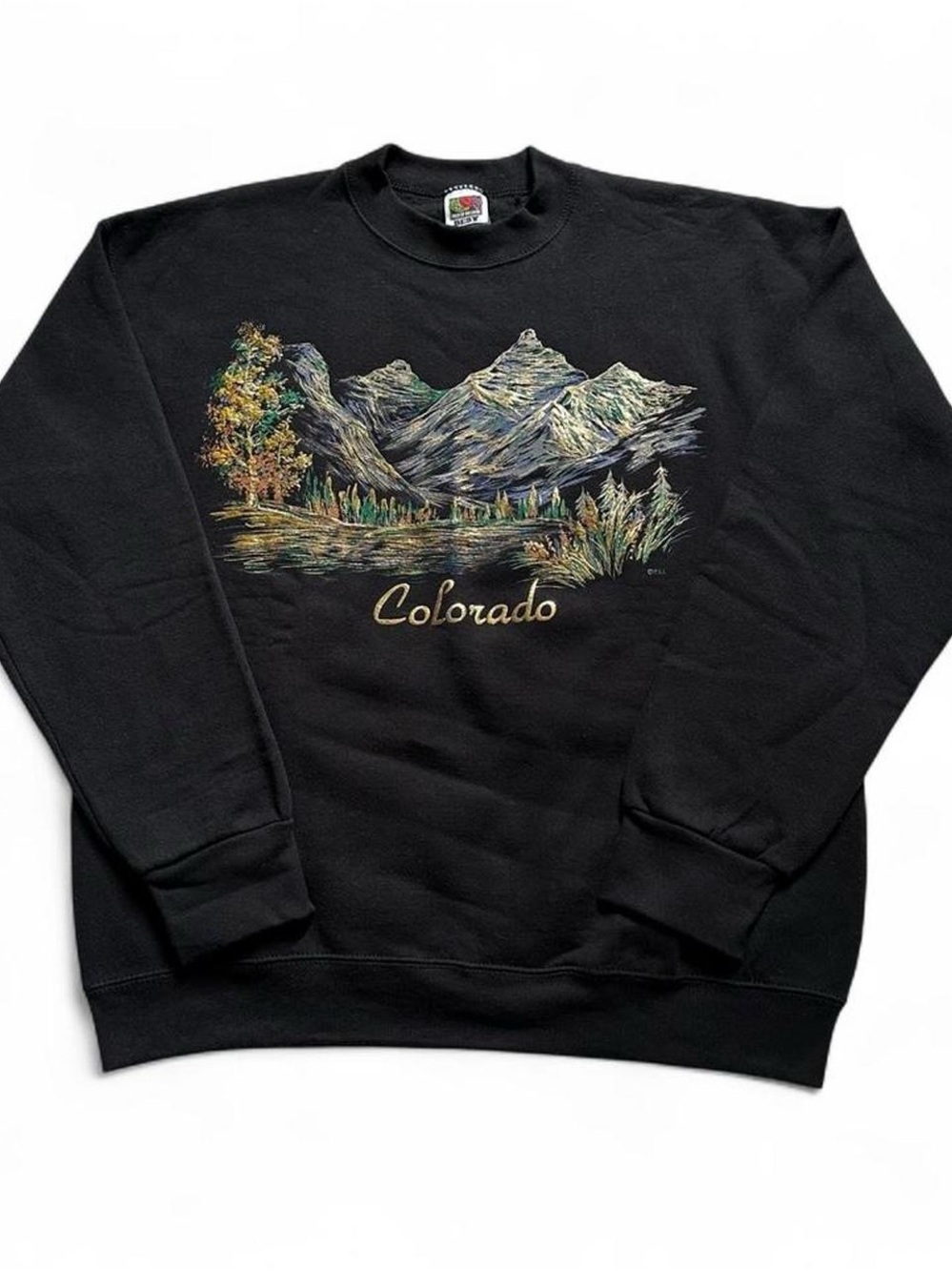 Vintage 1990s Colorado Mountains Scenic Crewneck Sweatshirt - Black L